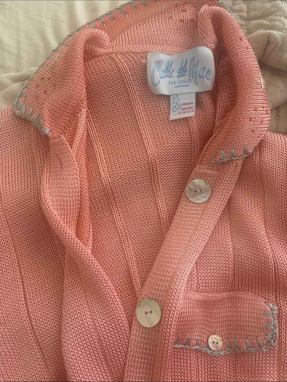 Calle del Mar Women's Peach Knit Button-Up Cardigan